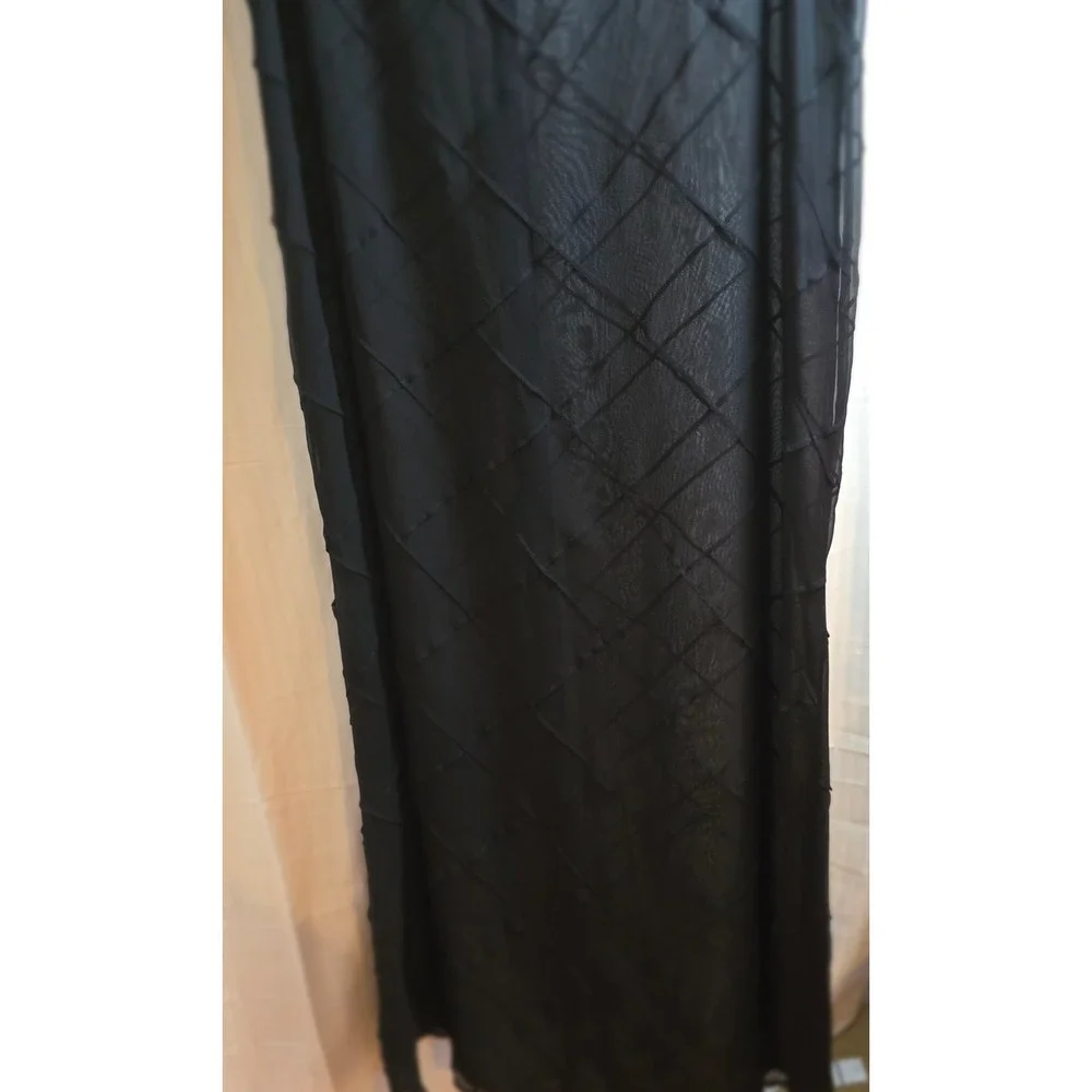 Vintage Diane Gilman Collection L Black‎ 100% semi Sheer Silk Maxi Dress Rare